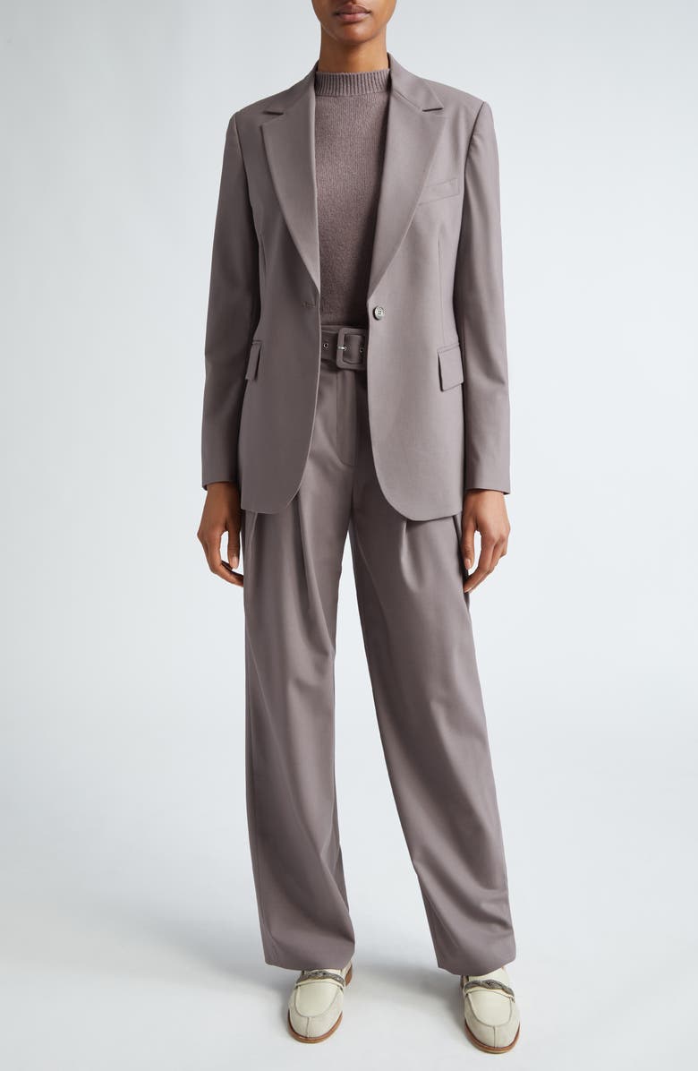 Eleventy Pleated Stretch Wool Belted Pants, Alternate, color, 