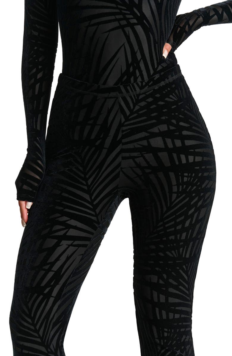 Naked Wardrobe Burnout Velvet Bootcut Slit Hem Pants, Alternate, color, 