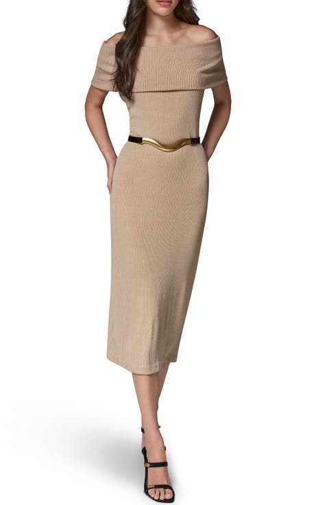 Off the Shoulder Rib Dress