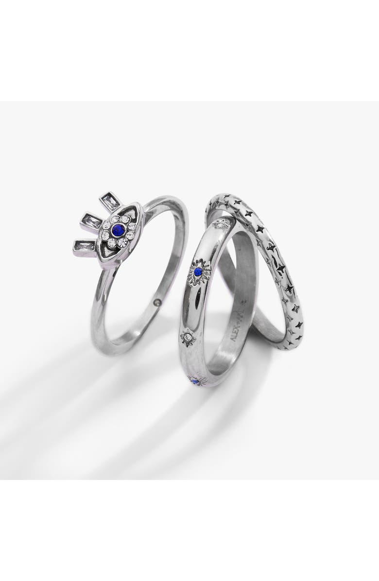 Alex and Ani Evil Eye Stacking Ring Set of 3, Alternate, color, Silver