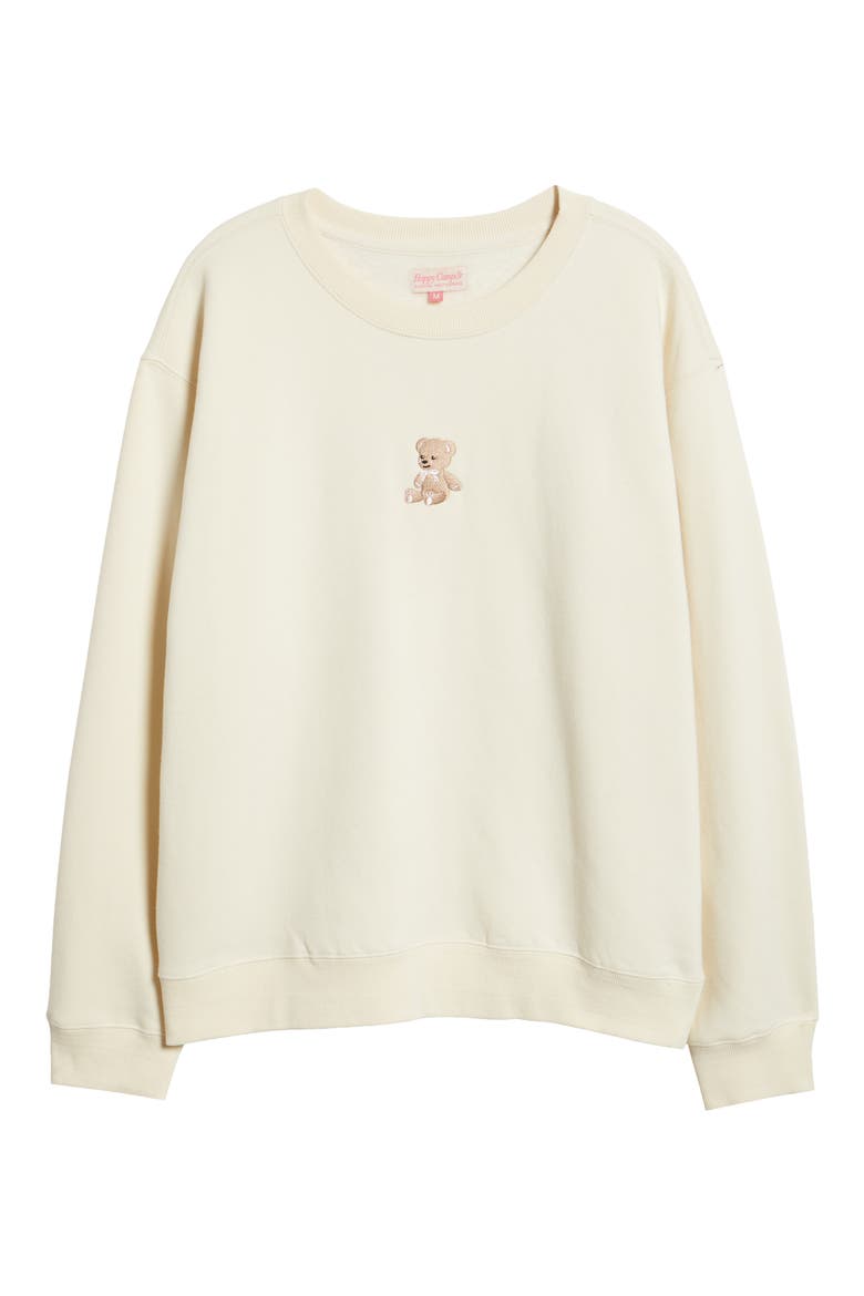 Camp3y Teddy Bear Embroidered Graphic Sweatshirt, Alternate, color, CREAM