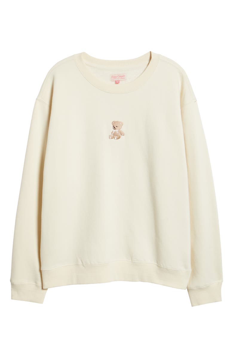 HAPPY CAMP3R Camp3y Teddy Bear Embroidered Graphic Sweatshirt, Alternate, color, Cream