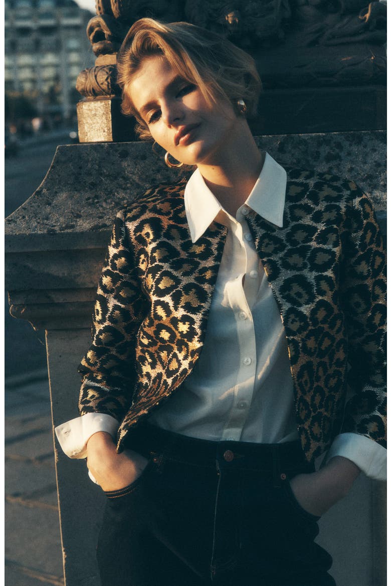 Metallic Leopard Crop Jacket, Alternate, color, METALLIC GOLD