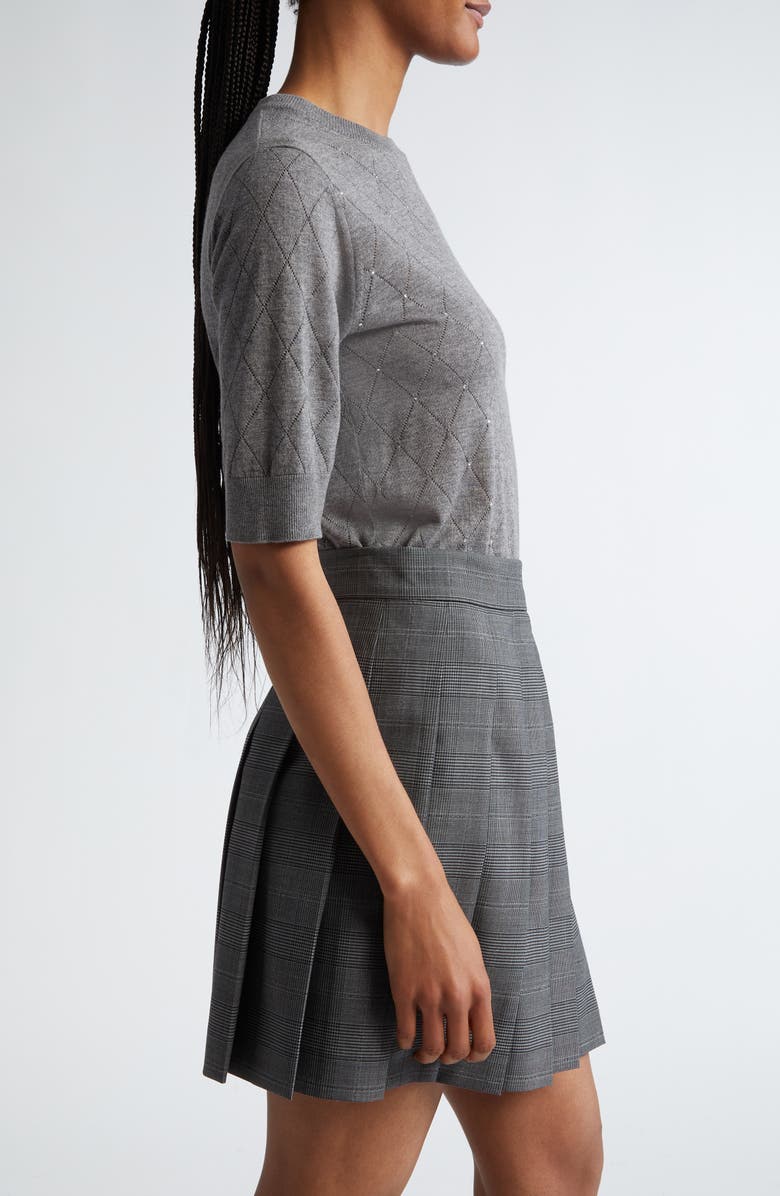 Max Mara Studio Patrik Diamond Pointelle Short Sleeve Sweater, Alternate, color, 