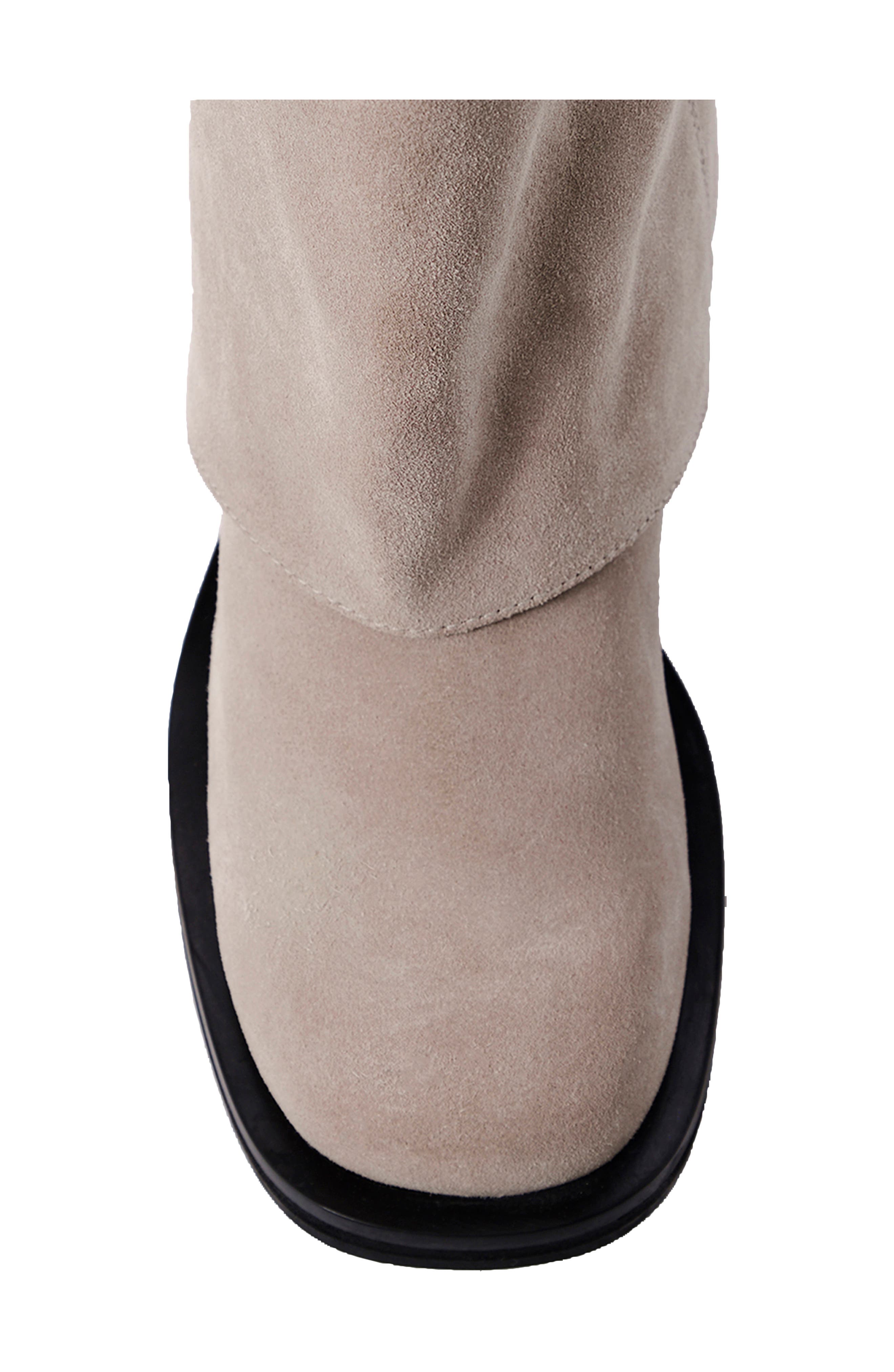 Free People Scorpio Studded Foldover Bootie, Alternate, color, Dust Bunny Suede