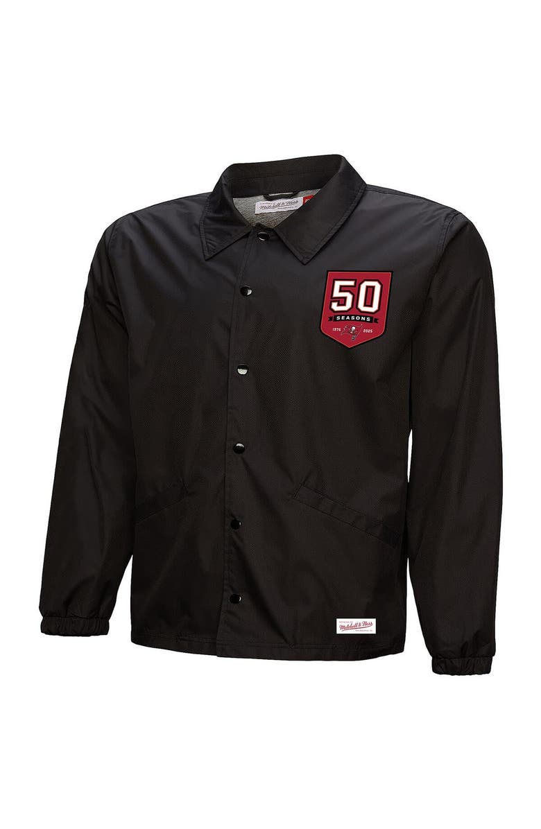 Mitchell & Ness Men's Mitchell & Ness Black Tampa Bay Buccaneers 50th Season Full-Snap Coaches Jacket, Alternate, color, Black