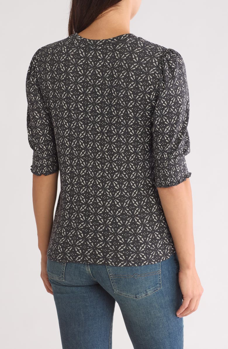 Lucky Brand Pointelle Short Sleeve Top, Alternate, color, Black Multi