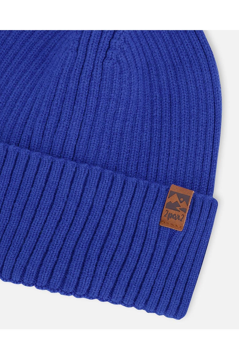 Boy Rib Knit Beanie Hat, Alternate, color, Royal Blue