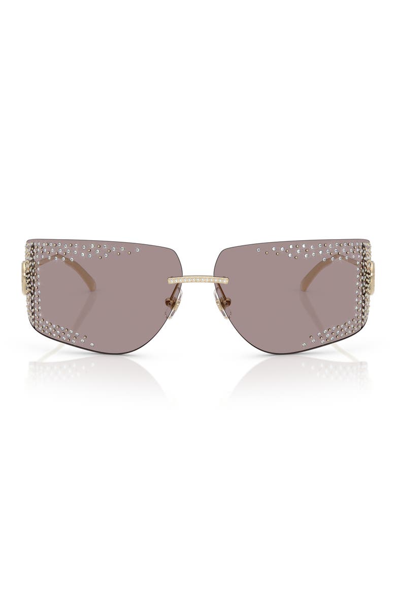 78mm Oversize Pillow Sunglasses, Main, color, PALE GOLD / LIGHT PURPLE BROWN