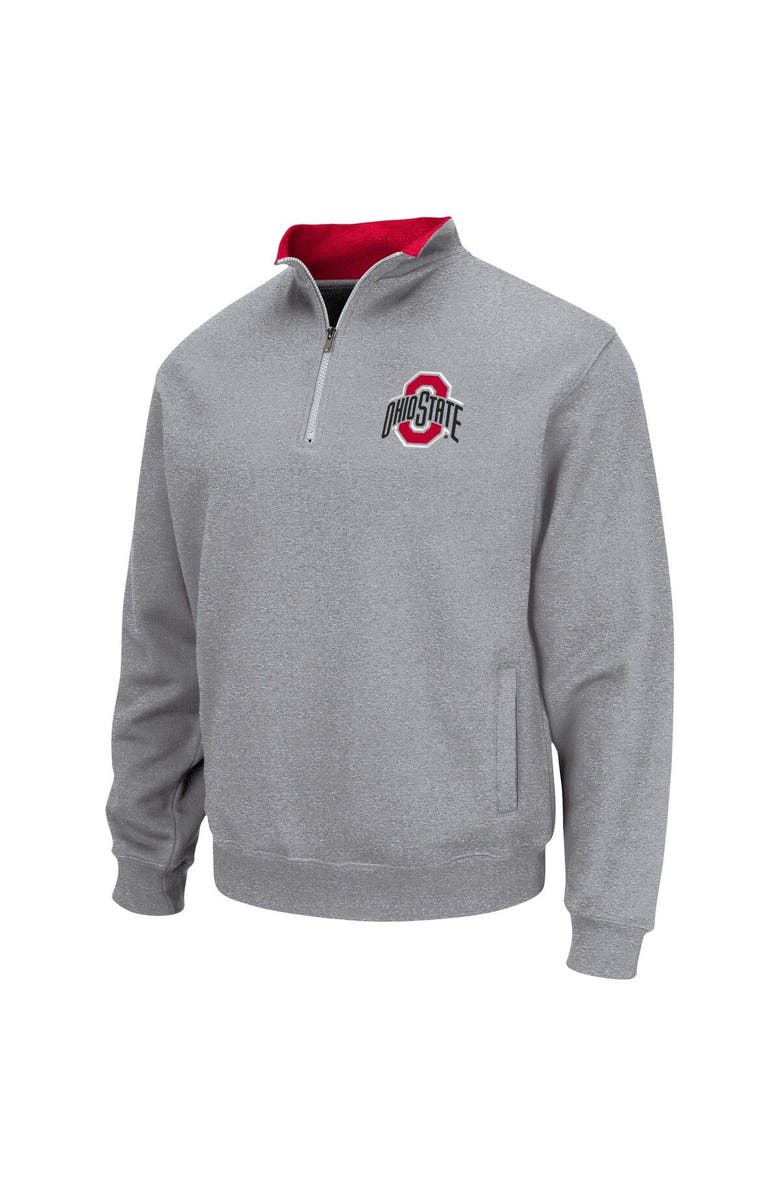 COLOSSEUM Men's Colosseum Heathered Gray Ohio State Buckeyes Tortugas Team Logo Quarter-Zip Jacket, Alternate, color, Heather Gray