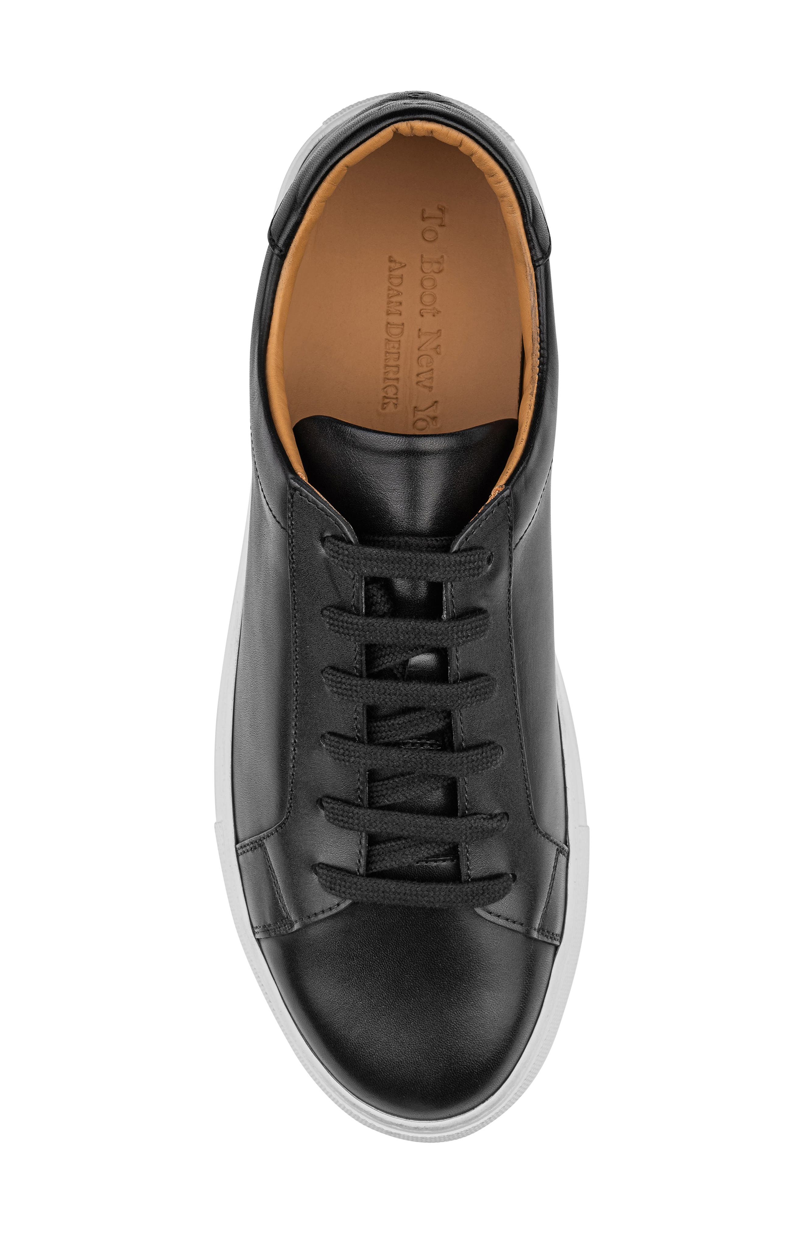 Gavin Leather Low Top Sneaker, Alternate, color, BLACK