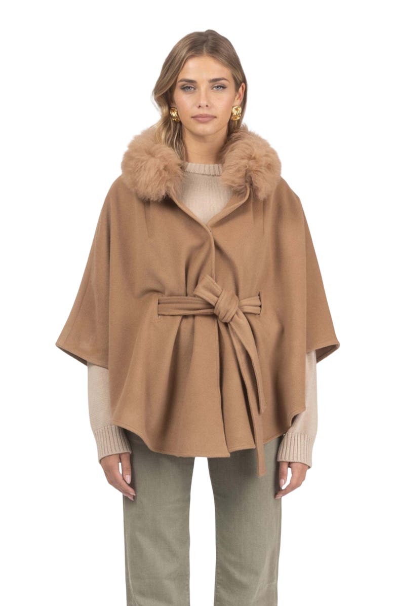GORSKI Wool Belted Cape, Main, color, Camel