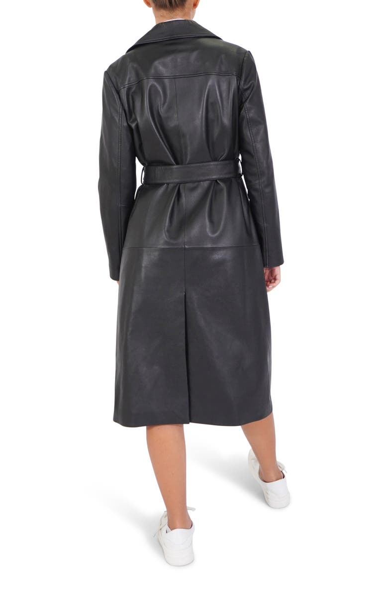Belle & Bloom Unstoppable Leather Trench Coat, Alternate, color, Black