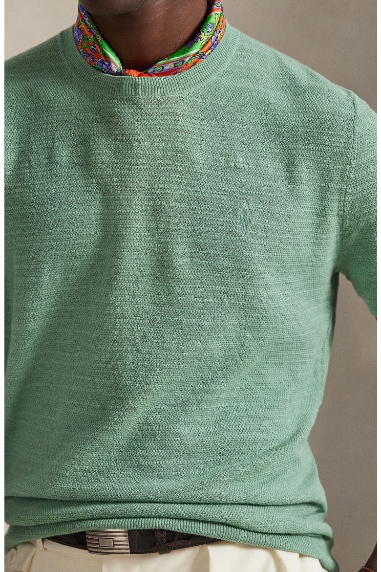 Textured Seed Stitch Cotton & Linen Sweater, Alternate, color, FADED MINT