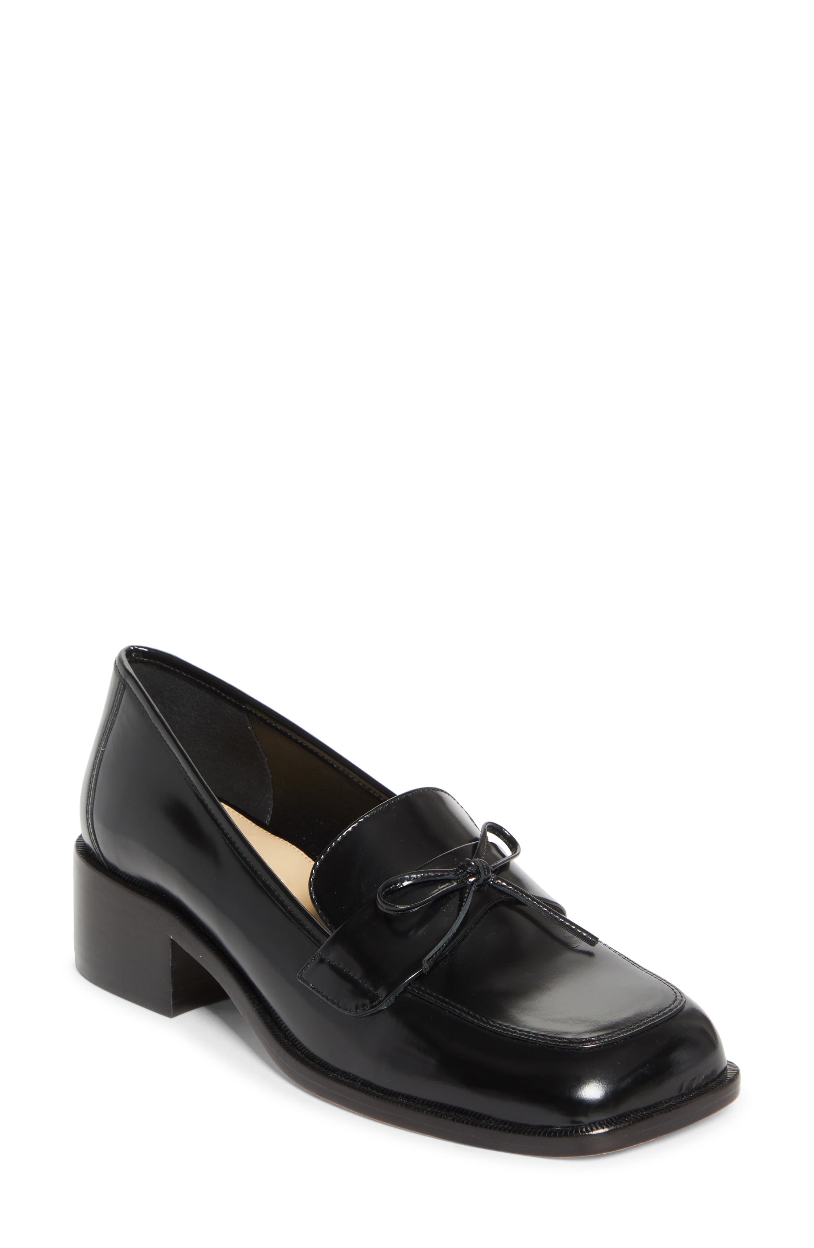 Sandy Liang Bow Loafer, Main, color, Black