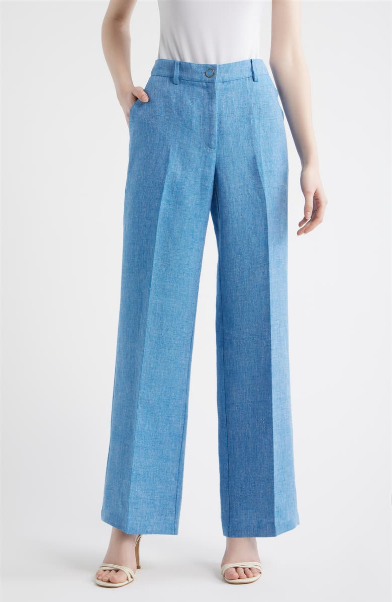 Elie Tahari The Edna Linen Pants, Main, color, Celestial Blue