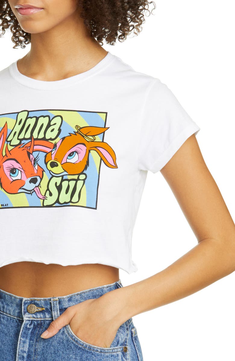 Anna Sui Good Bunny Bad Bunny Crop Graphic Tee, Alternate, color,