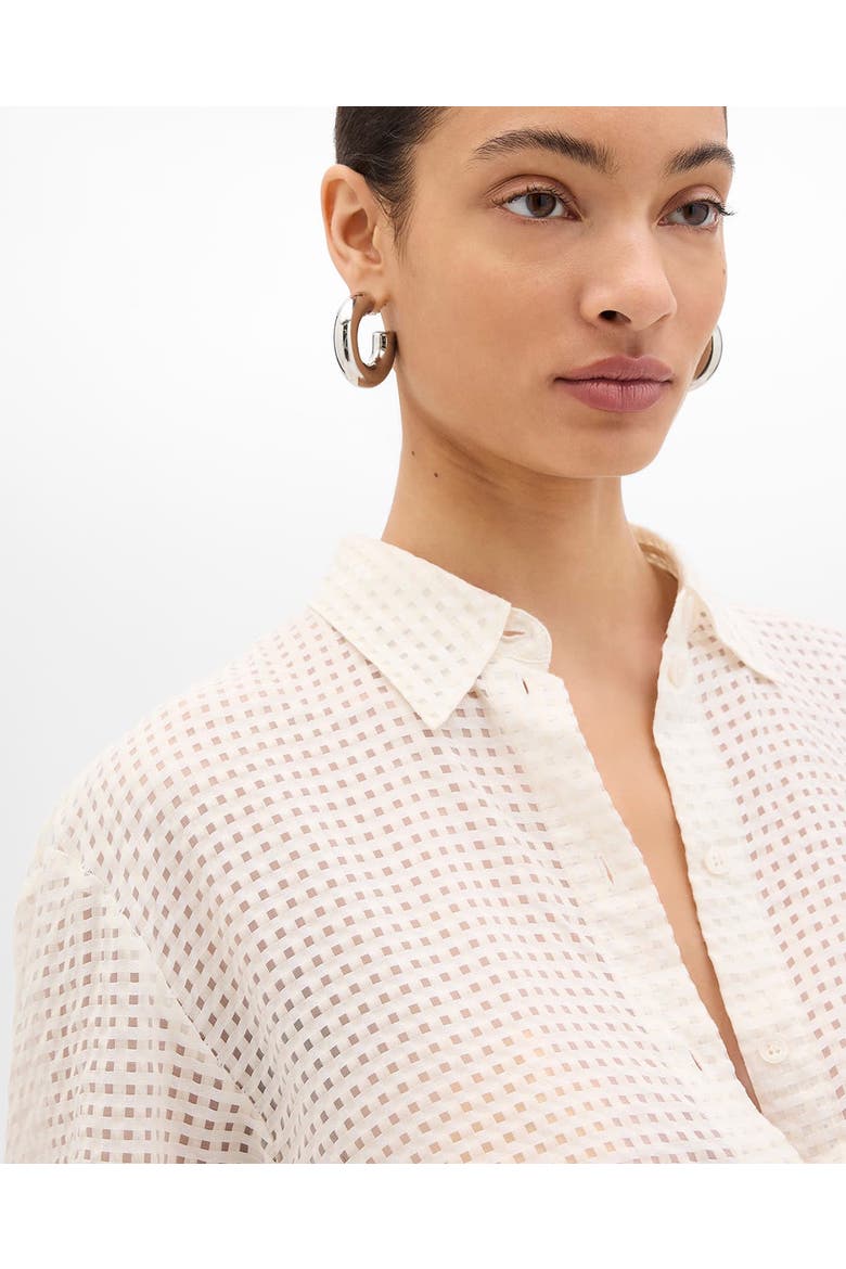 Gingham Blouse, Alternate, color, Off White
