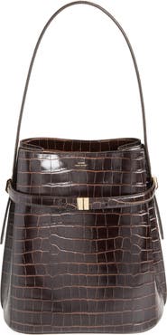 TOTEME Belted Croc Embossed Leather Bucket Bag