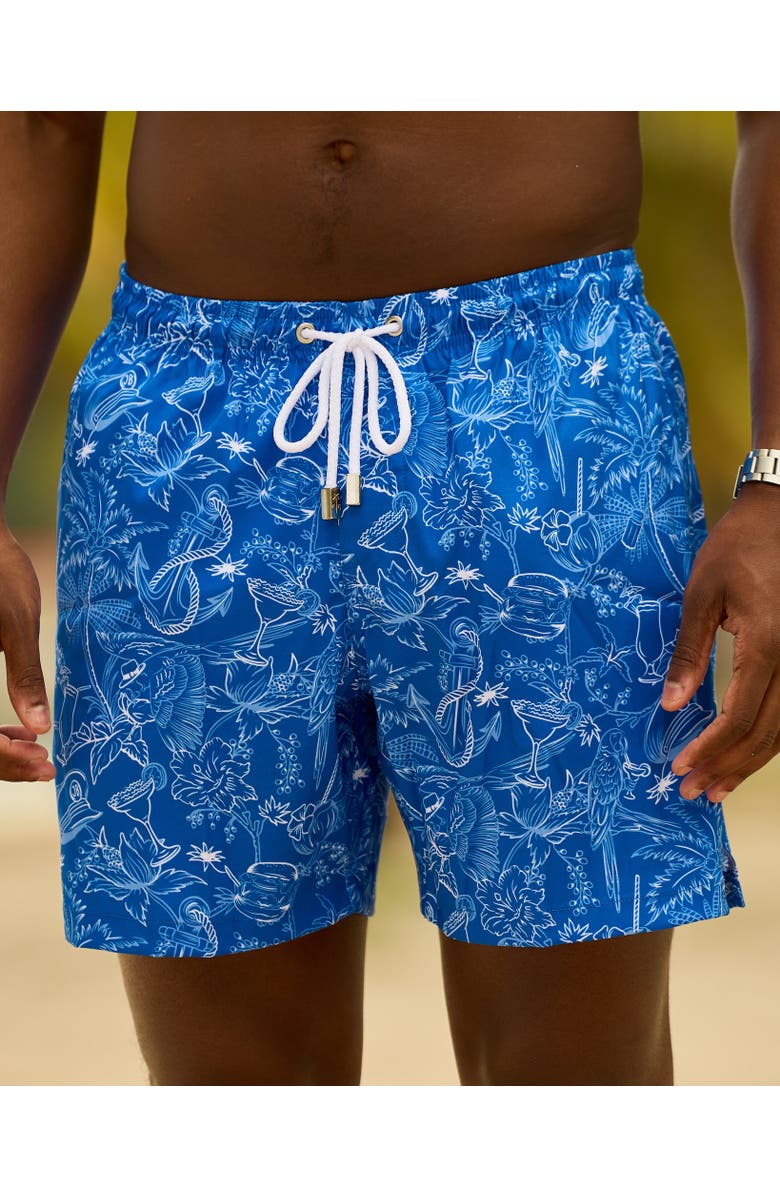 Kenny Flowers Margaritaville by Kenny Flowers - The Ode to Jimmy - Swim Trunks, Alternate, color, Blue