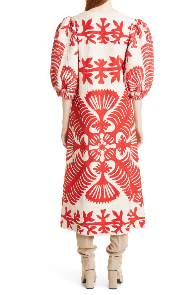 Sea Henrietta Puff Sleeve Dress, Alternate, color, RUBY