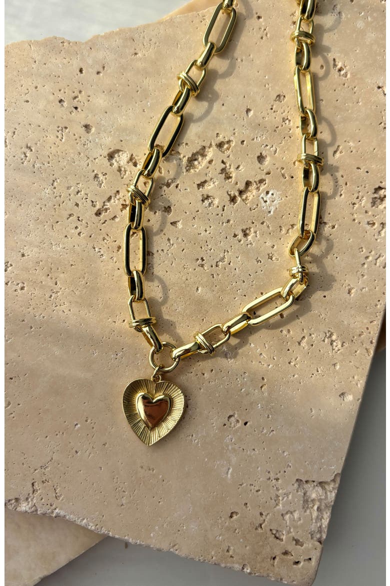 Chunky Heart Pendant Necklace, Alternate, color, GOLD