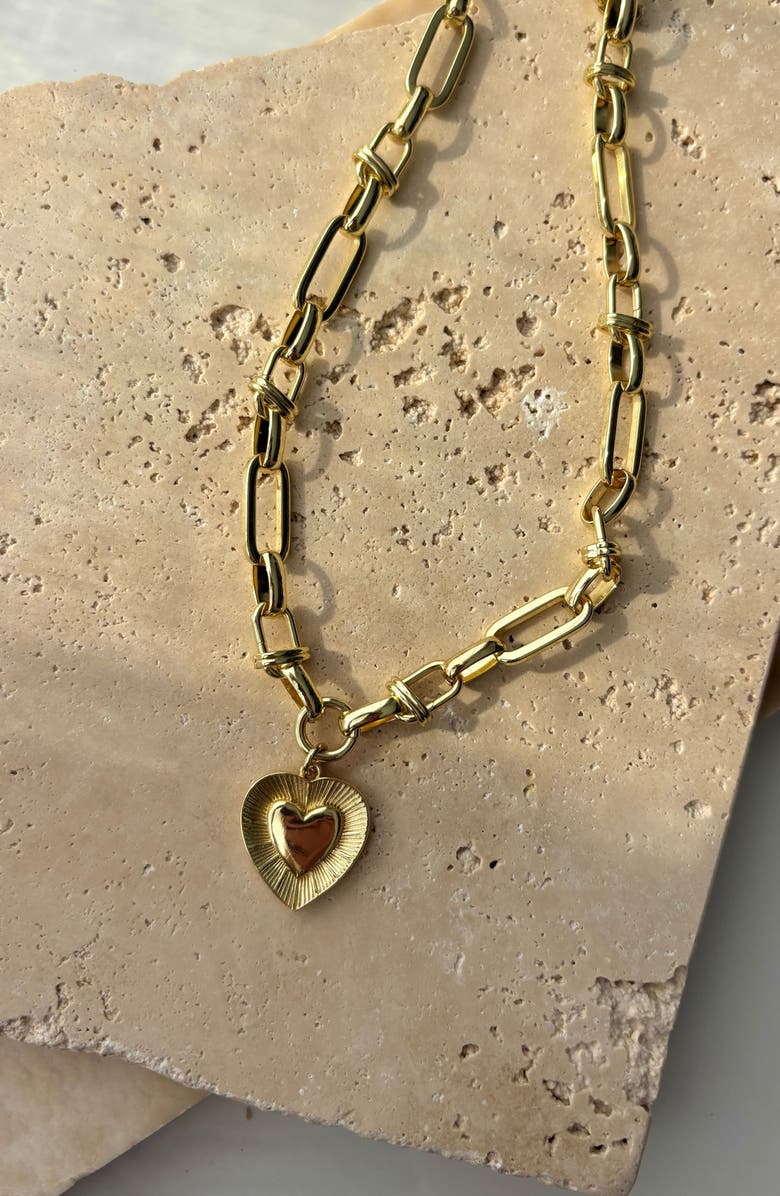 Adornia Chunky Heart Pendant Necklace, Alternate, color, Gold