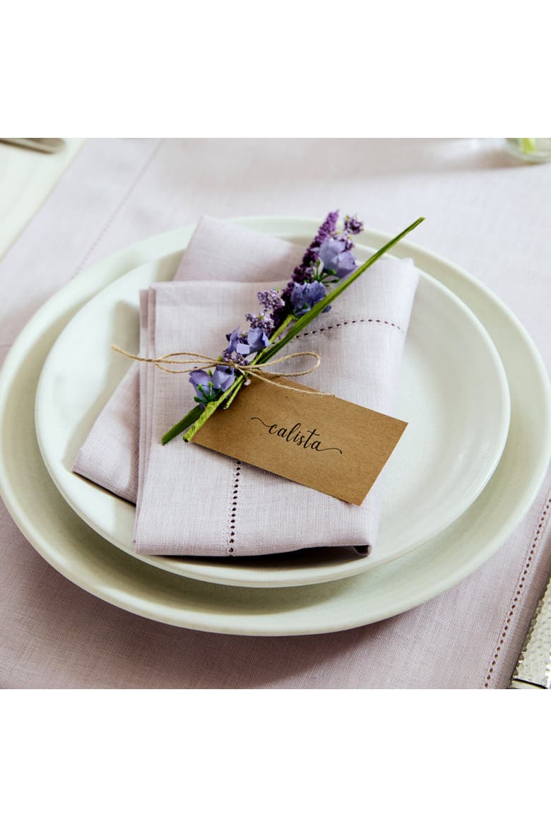 Linen Dinner Napkins Set of 6, 20 x 20" - Classic Hemstitch, Alternate, color, Lilac