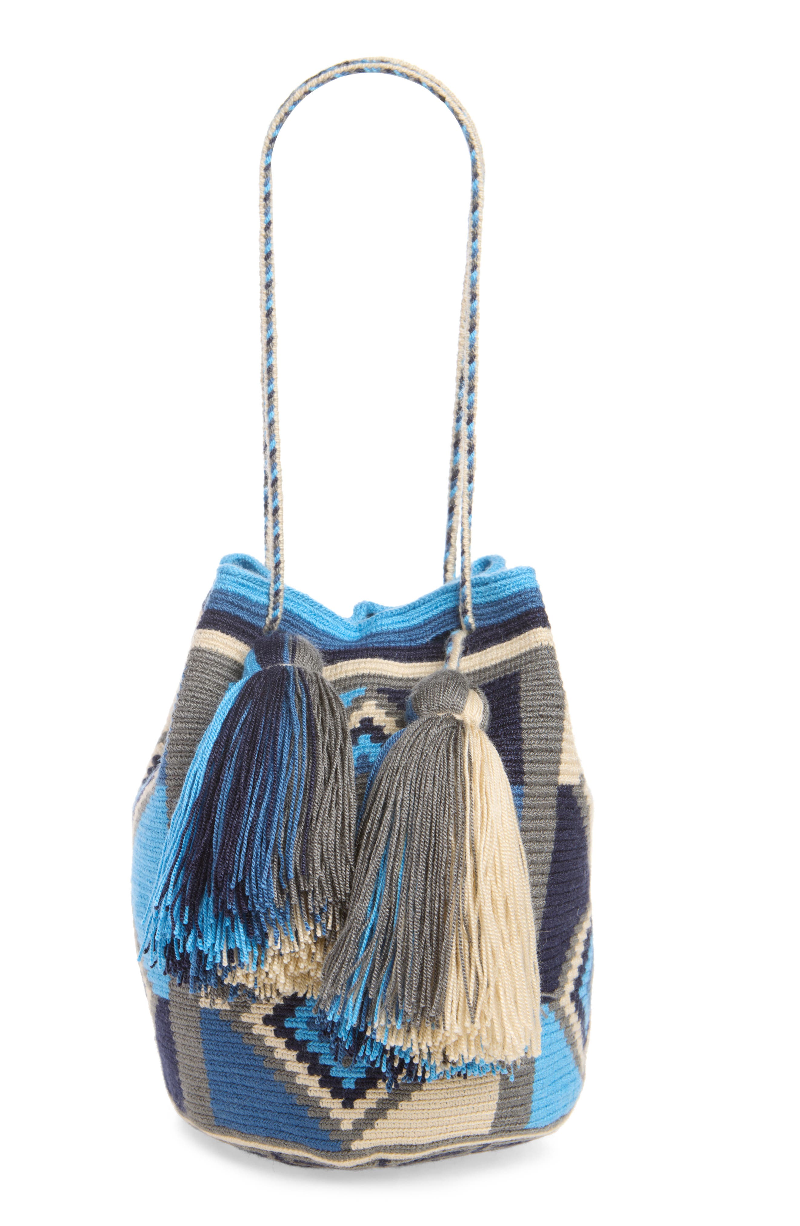 Wayuu Woven Pouch, Alternate, color, BLUE/ MULTI 899