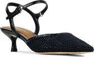 Donald Pliner Ankle Strap Pointed Toe Kitten Heel Pump