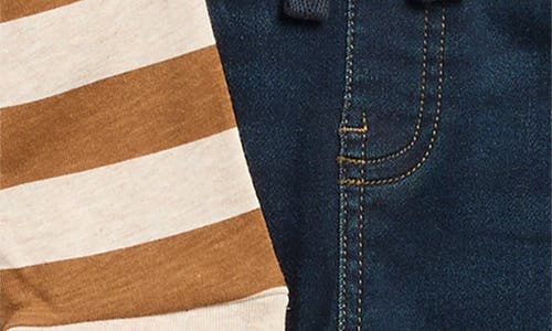 7 For All Mankind Kids' Faux Shearling Vest, Long Sleeve T-shirt & Jeans Set In Multi