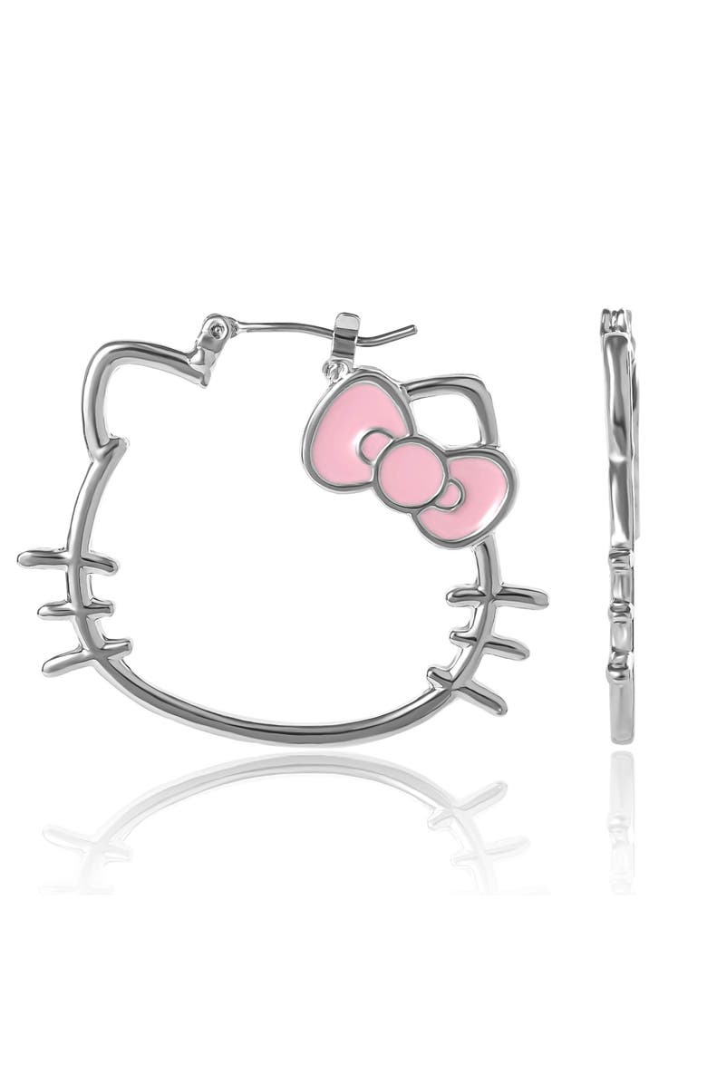 Hello Kitty Silhouette Hoop Earrings, Alternate, color, Silver