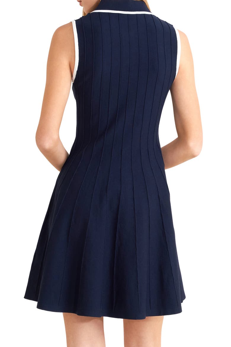 Sleeveless Fit & Flare Sweater Dress, Alternate, color, NAVY/ WHITE