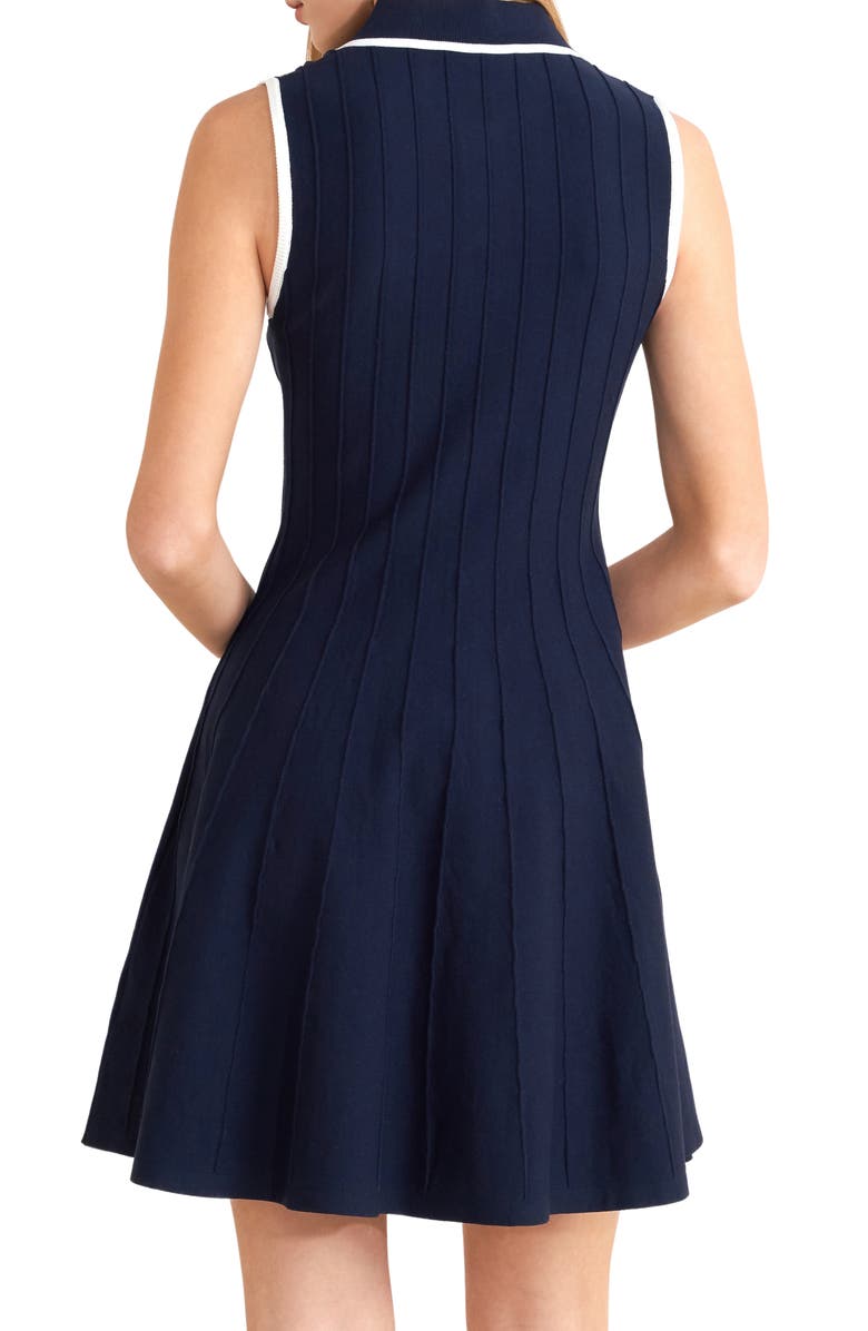 FREEMARKET Sleeveless Fit & Flare Sweater Dress, Alternate, color, Navy/ White