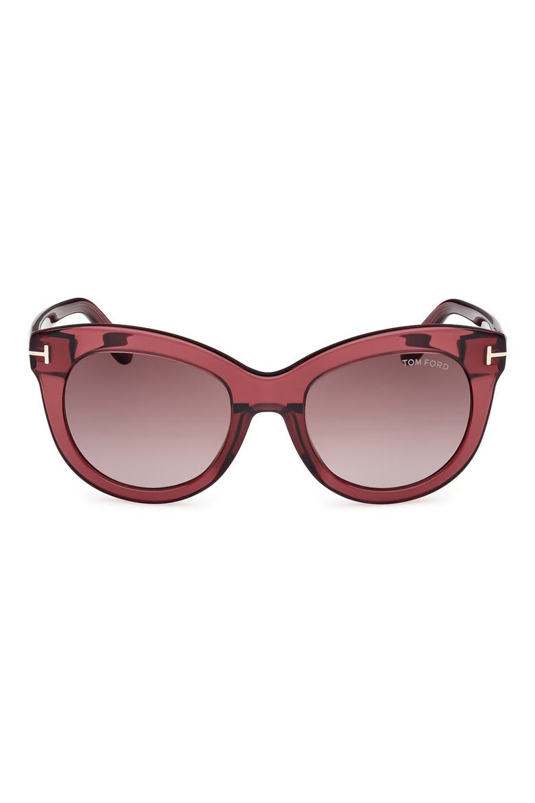 Odette 53mm Butterfly Sunglasses, Main, color, WINE / T LOGO / BURGUNDY