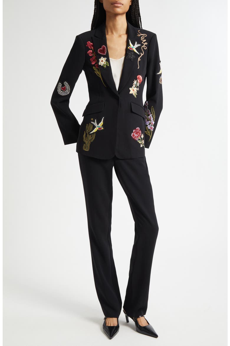 Cheyenne Western Americana Appliqué Scrunched Blazer, Alternate, color, BLACK/ MULTI