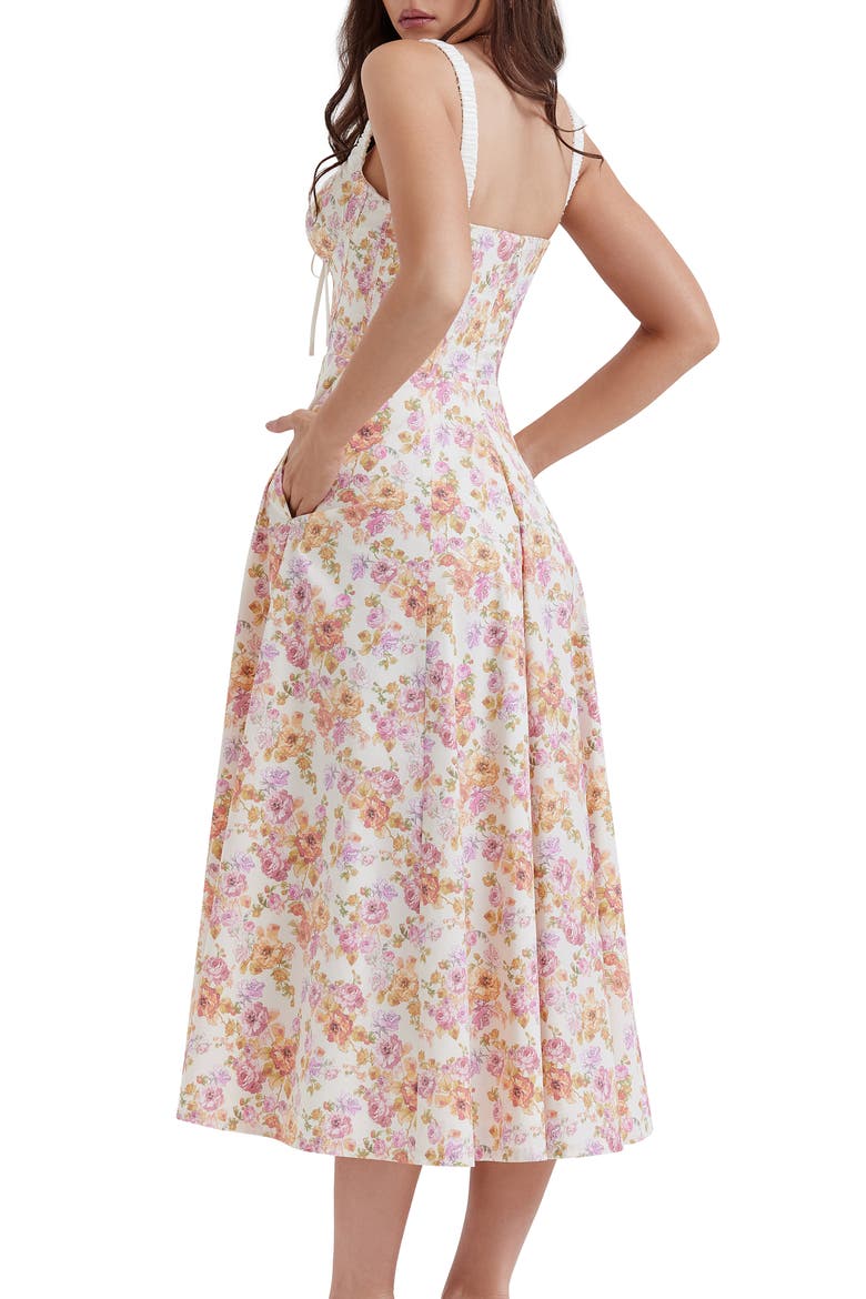 Sabrina Corset Fit & Flare Dress, Alternate, color, IVORY/ PINK FLORAL