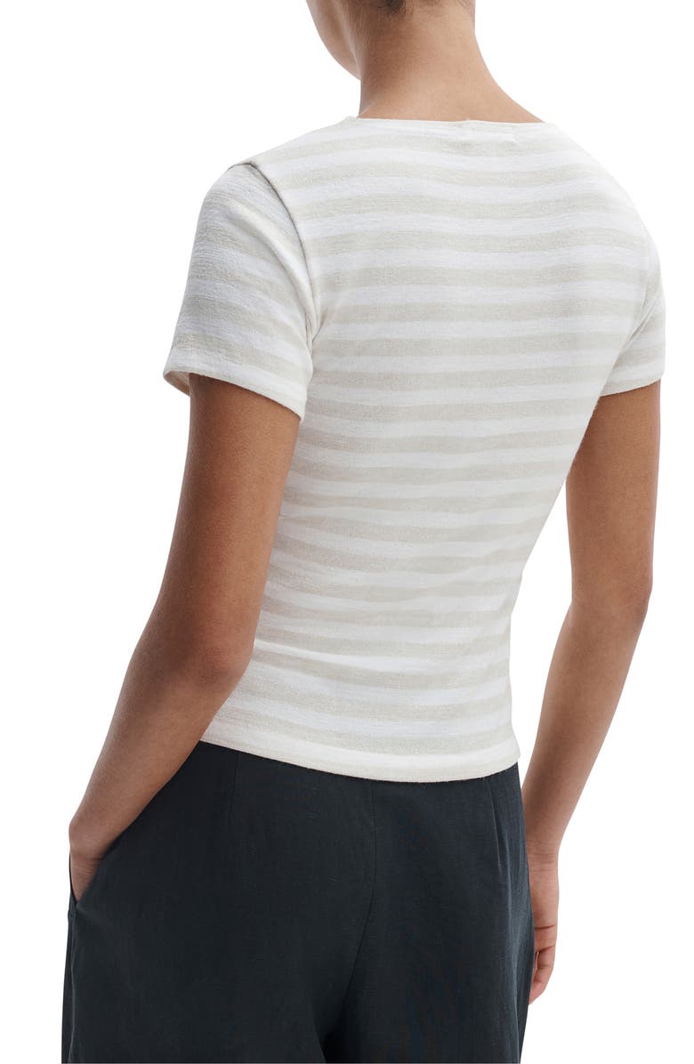 rag & bone The Knit Stripe Button-Up T-Shirt, Alternate, color, Chalk Multi