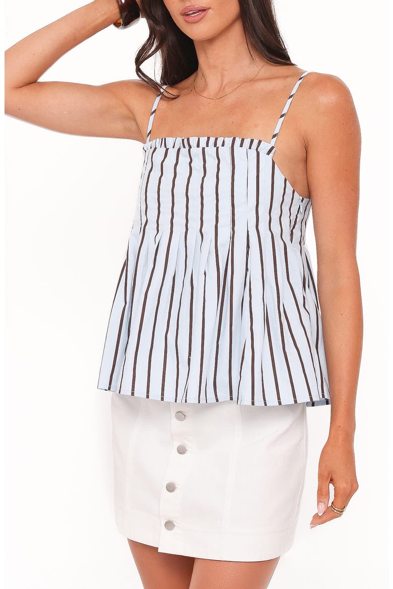 Dulce Stripe Babydoll Top, Alternate, color, BLUE/ BROWN STRIPE
