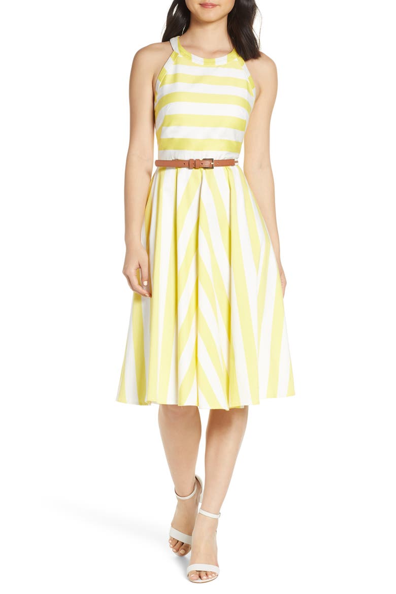 Halter Fit & Flare Dress, Main, color, YELLOW