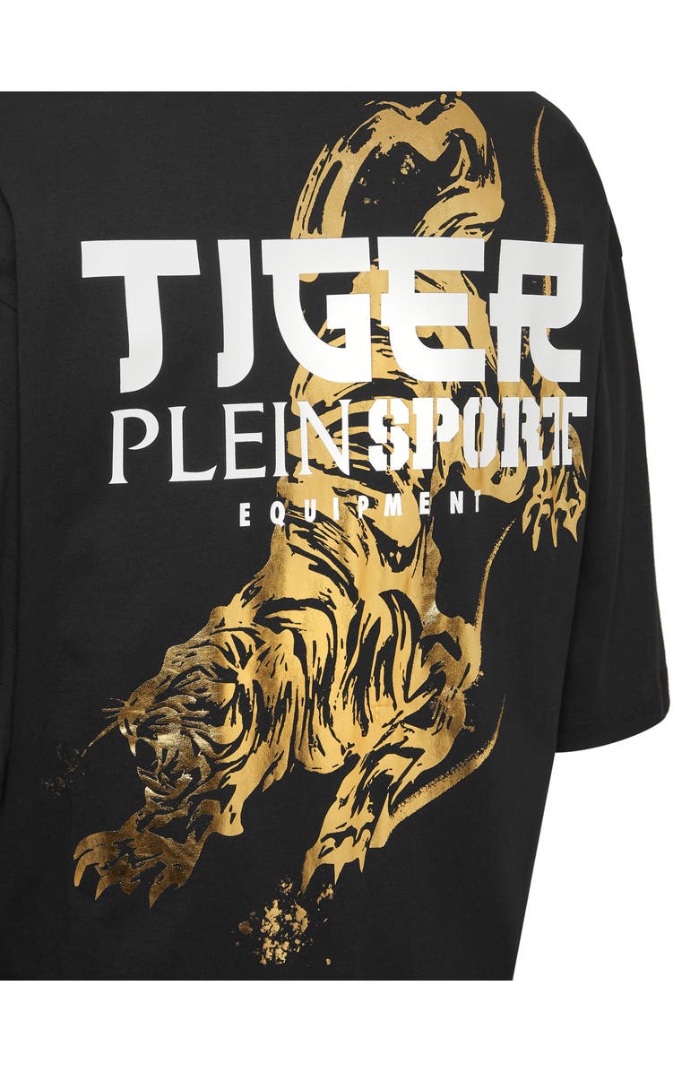 PLEIN SPORT T-Shirt Round Neck Ss Tiger Tokyo Men, Alternate, color, Black/Lightgold