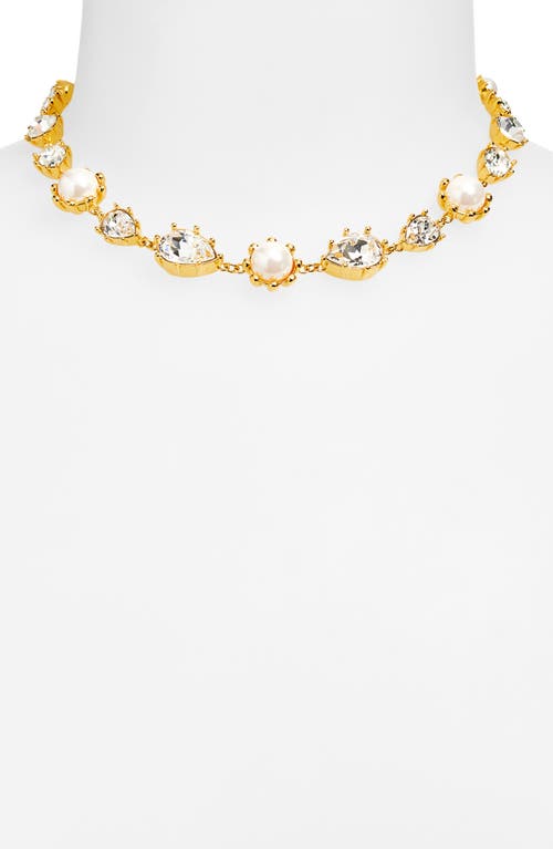 Oscar De La Renta Crystal & Faux Pearl Scramble Collar Necklace In Gold