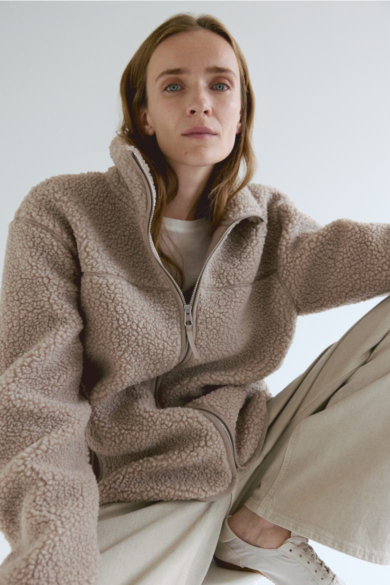 Mama Before & After Babywearing Teddy Jacket, Alternate, color, Beige