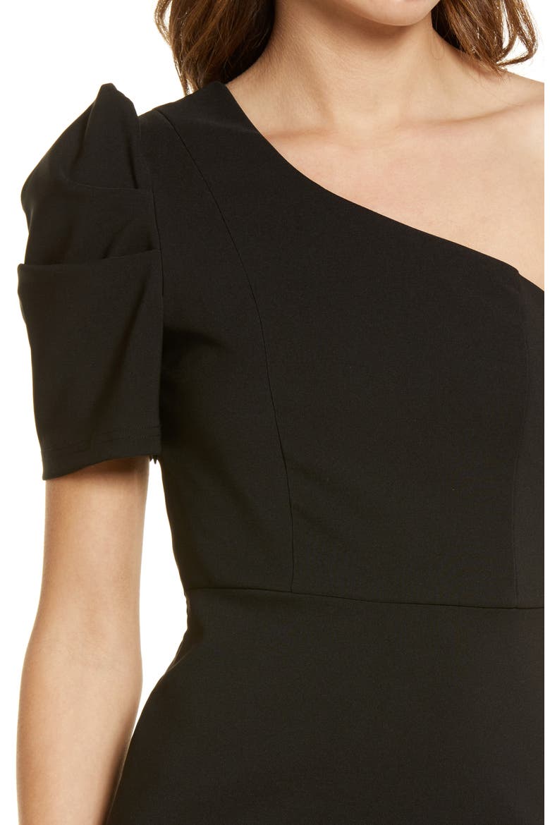 Stay Gorgeous One-Shoulder Sheath Minidress, Alternate, color, BLACK