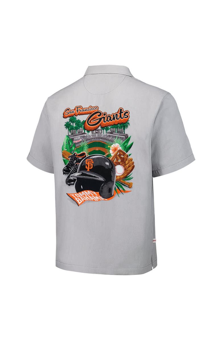 Tommy Bahama Men's Tommy Bahama Gray San Francisco Giants Hit and Run Silk Camp Button-Up Shirt, Alternate, color, Gray