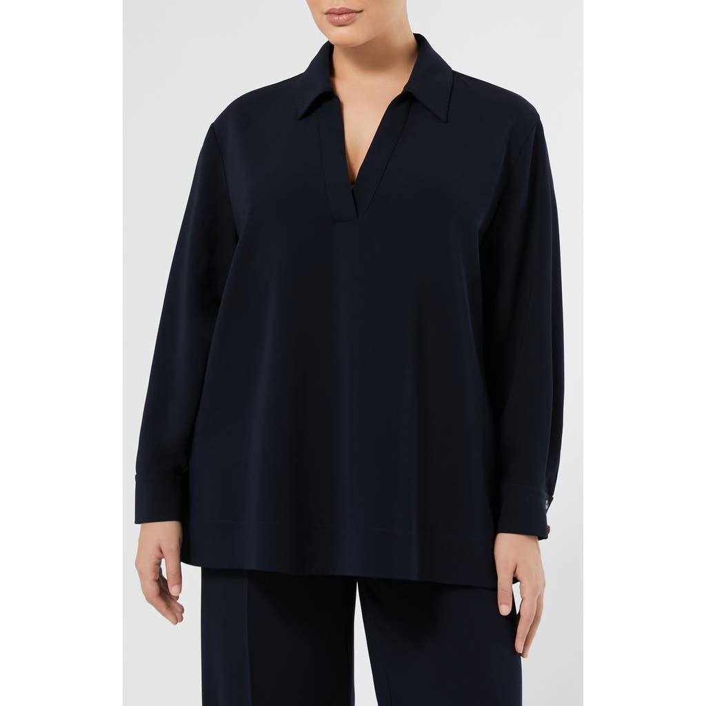 Marina Rinaldi V-neck Zama Blouse In Blue