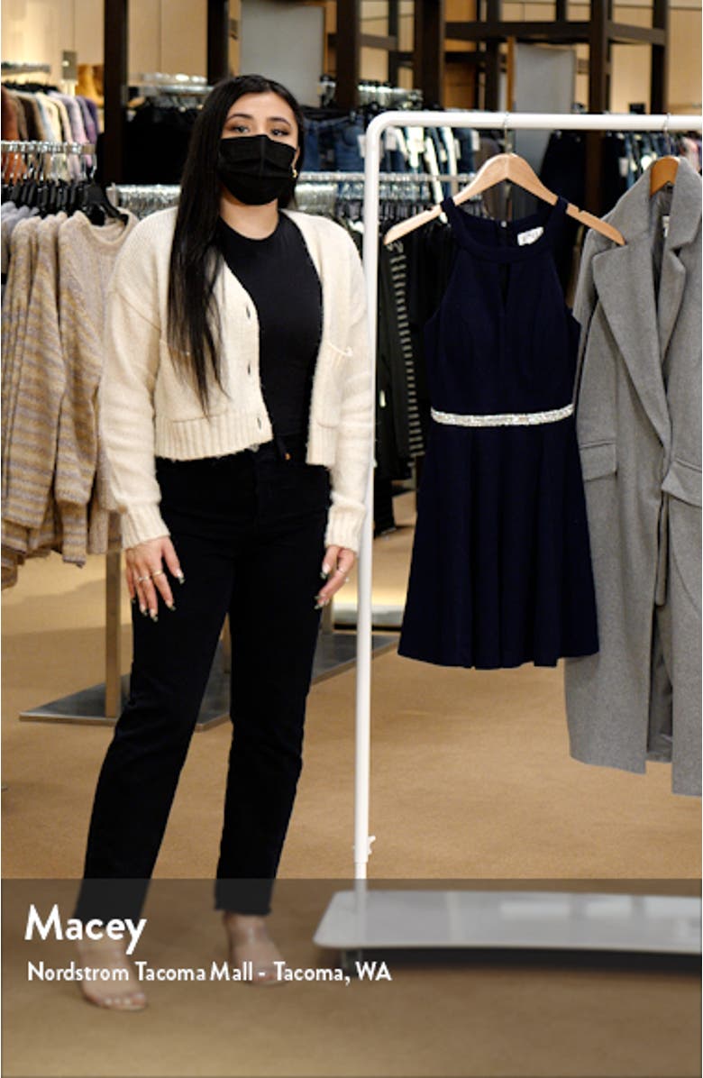 Embellished Keyhole Cutout Skater Dress, sales video thumbnail