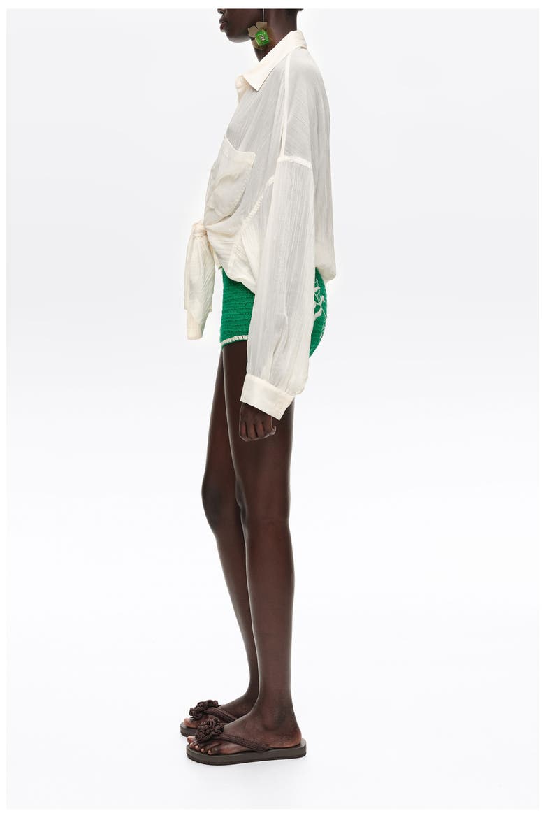 Embroidered Knit Shorts, Alternate, color, GREEN