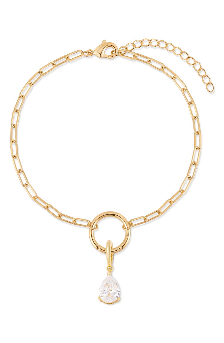 Brook and York Colette Mini Teardrop Birthstone Bracelet, Main, color, Gold/ April