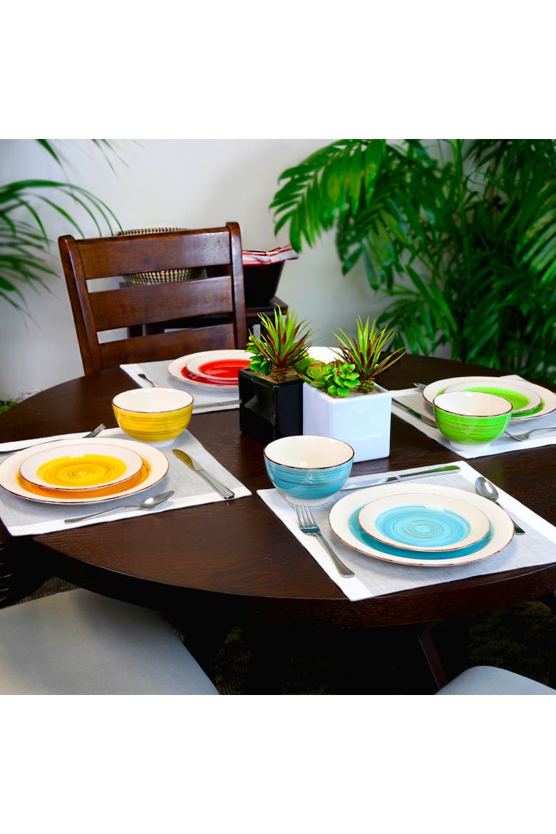 12 piece Mix and Match Ceramic Dinnerware Set, Alternate, color, Assorted